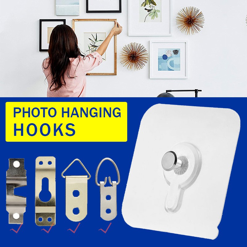 Ready Stock 1pc Photo Frame Hook No Drill Picture Wall Hooks Self Adhesive Picture Hanging Kit Photo SS 60 Shopee Malaysia