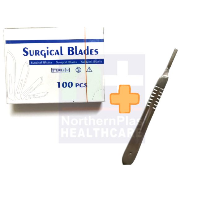 100 Scalpel Blades #22 With Free Handle - Educational Use Surgical Blades