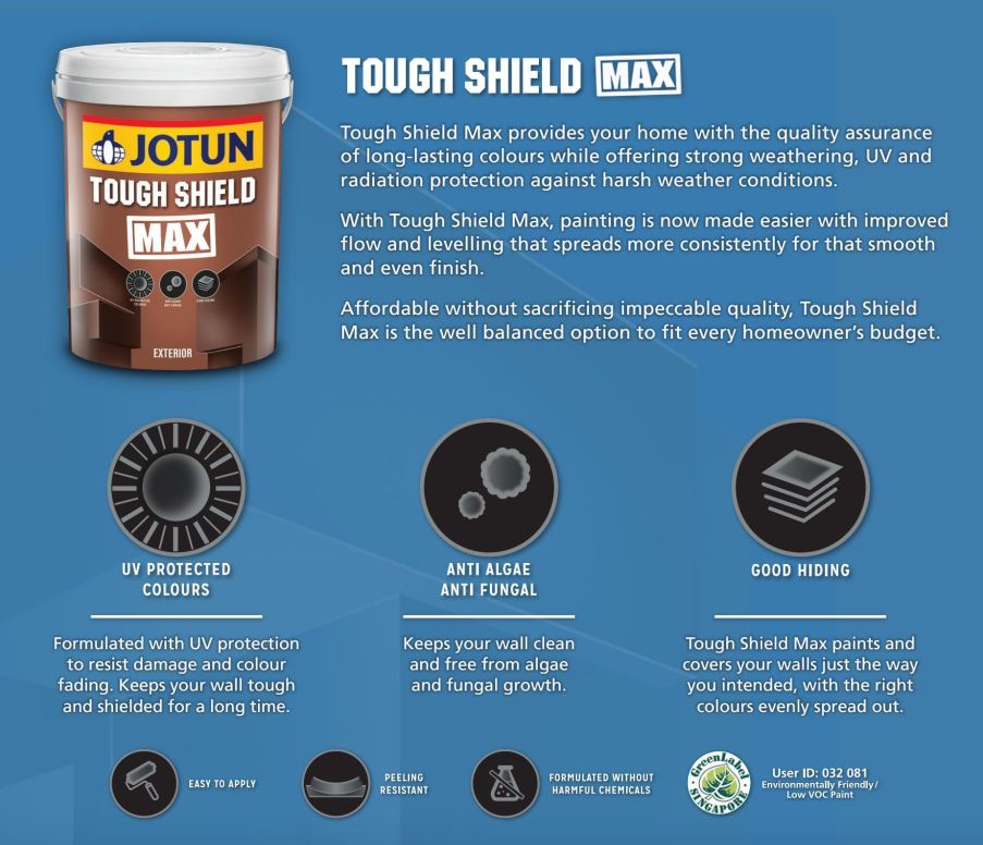 5L Jotun Tough Shield Max - For Exterior Wall - Matt Finishing | Shopee ...