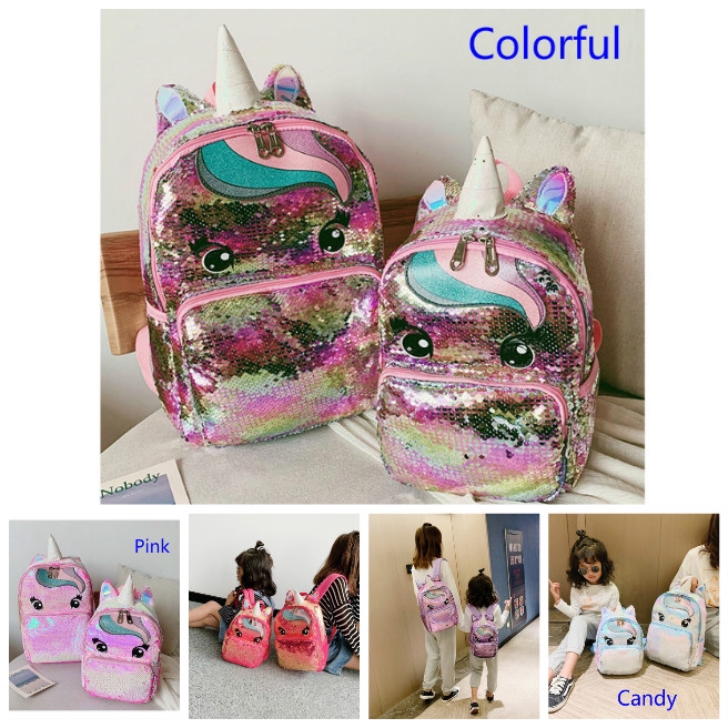 Glitter Mother baby Sequins Unicorn Backpack Storage Bag School Backpacks Goodies Gift Birthday Party Shopee Malaysia