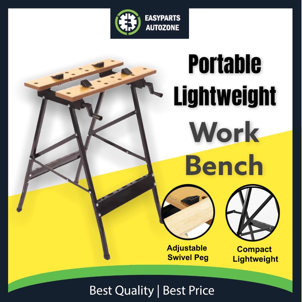 Autozone PORTABLE LIGHT WEIGHT FOLDABLE UNIVERSAL WORKBENCH WITH CLAMPS