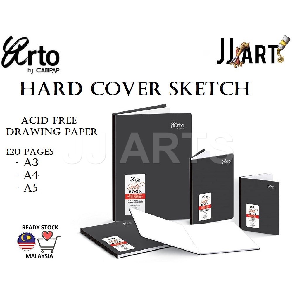 Campap Arto - A3 / A4 / A5 Hard Cover Sketch book (Acid free drawing paper,  120 pages)