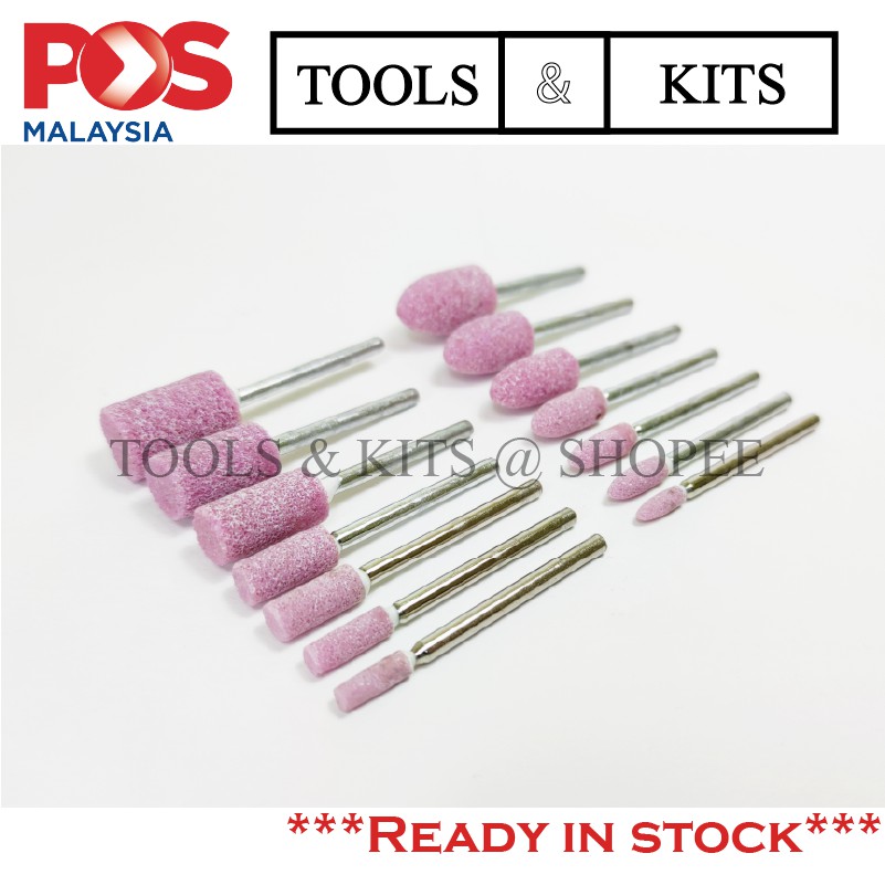 14X 3mm Shank Mounted Grinding Stone Set Abrasive Stone Polishing Drill