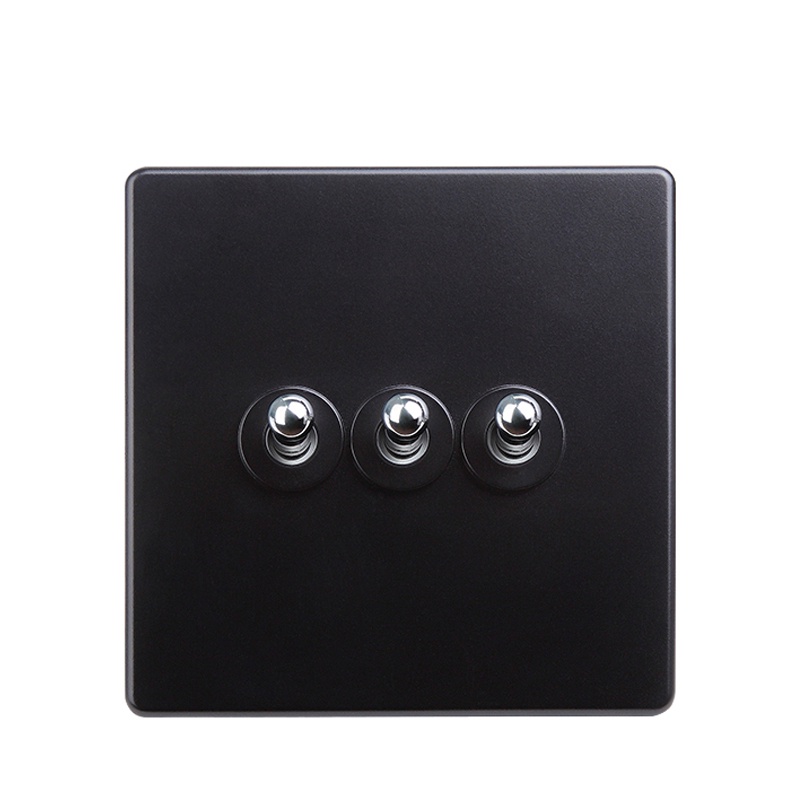 Vintage Walnut Wood Toggle Light Switch Plate – 2 Gang, 3.38x3.38", Brass Lever, Handmade, Fits 1/2/3/4 Gang Options