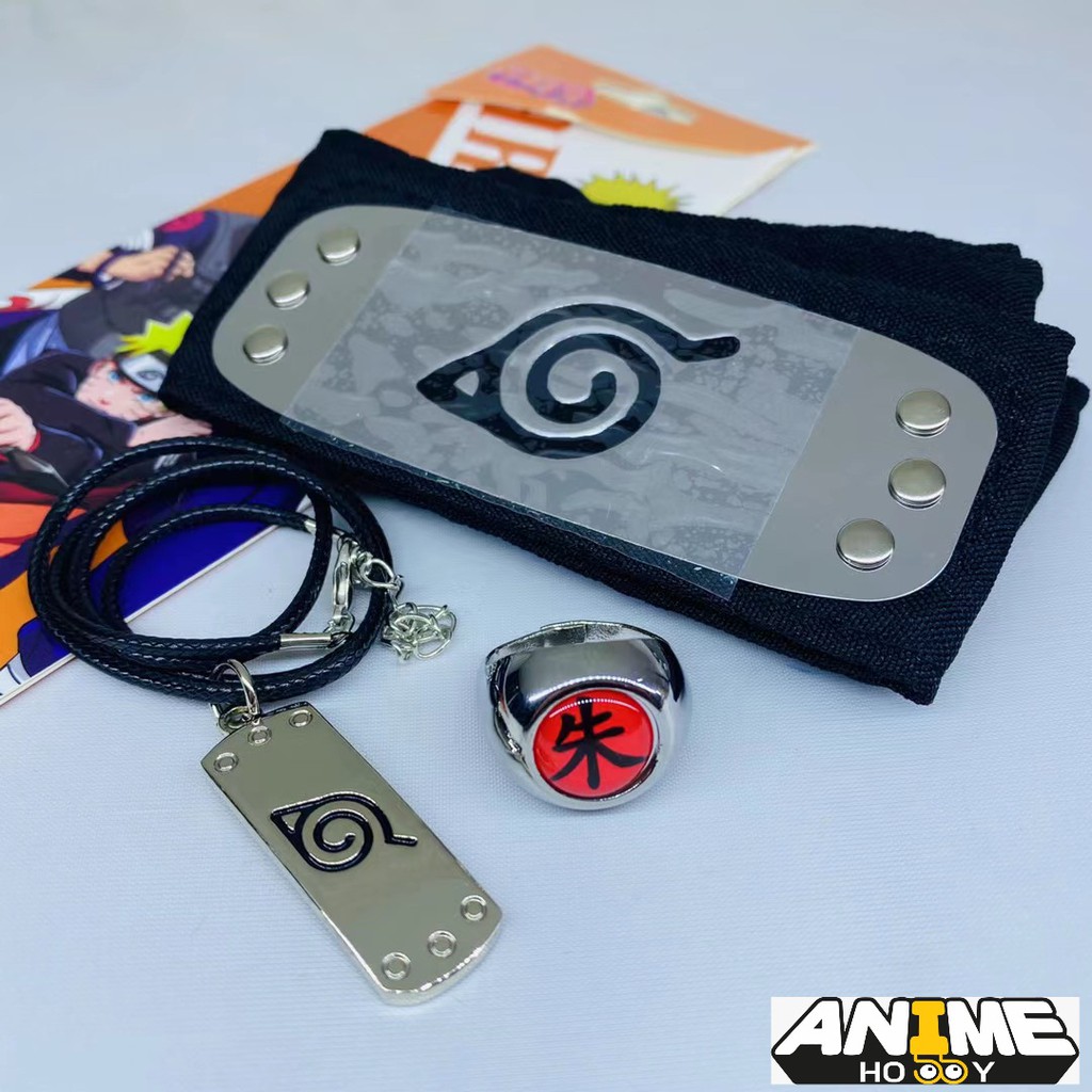ANIMEHOBBY NARUTO HEADBAND 3 IN 1 SET VILLAGE COSPLAY HEADBAND NECKLACE ...