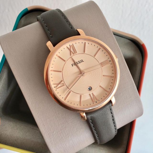 ES3707 FOSSIL JACQUELINE GREY LEATHER WATCH Shopee Malaysia