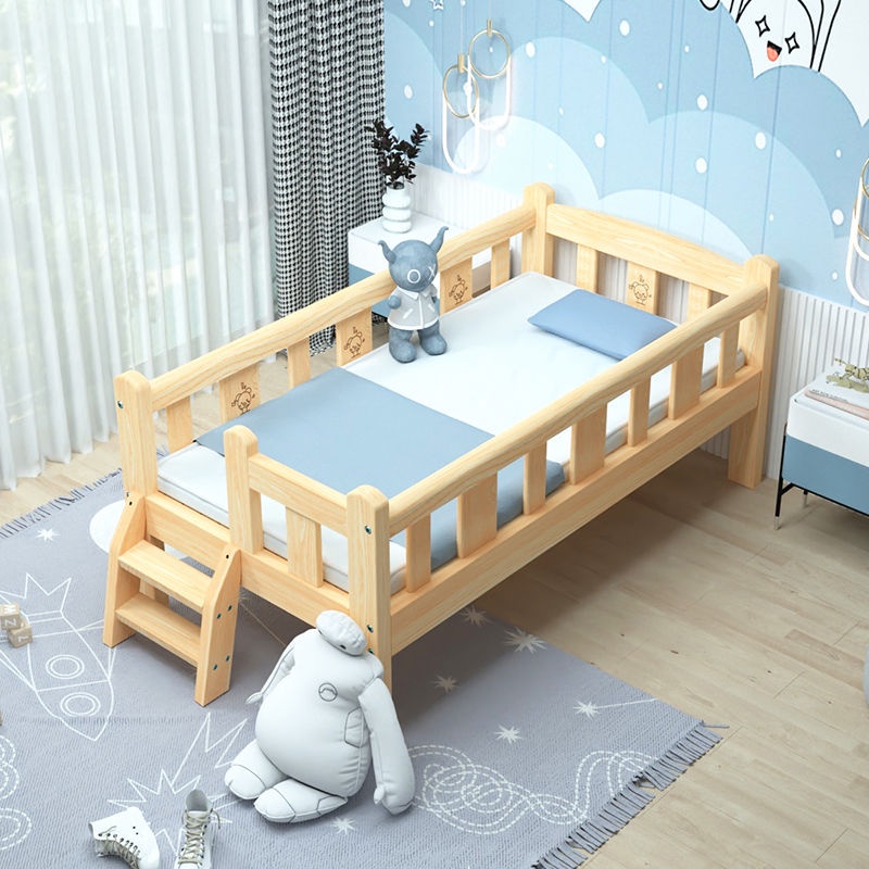 Baby Crib Small Bed Newborn Babies' Bed Stitching BedSolid Wood ...