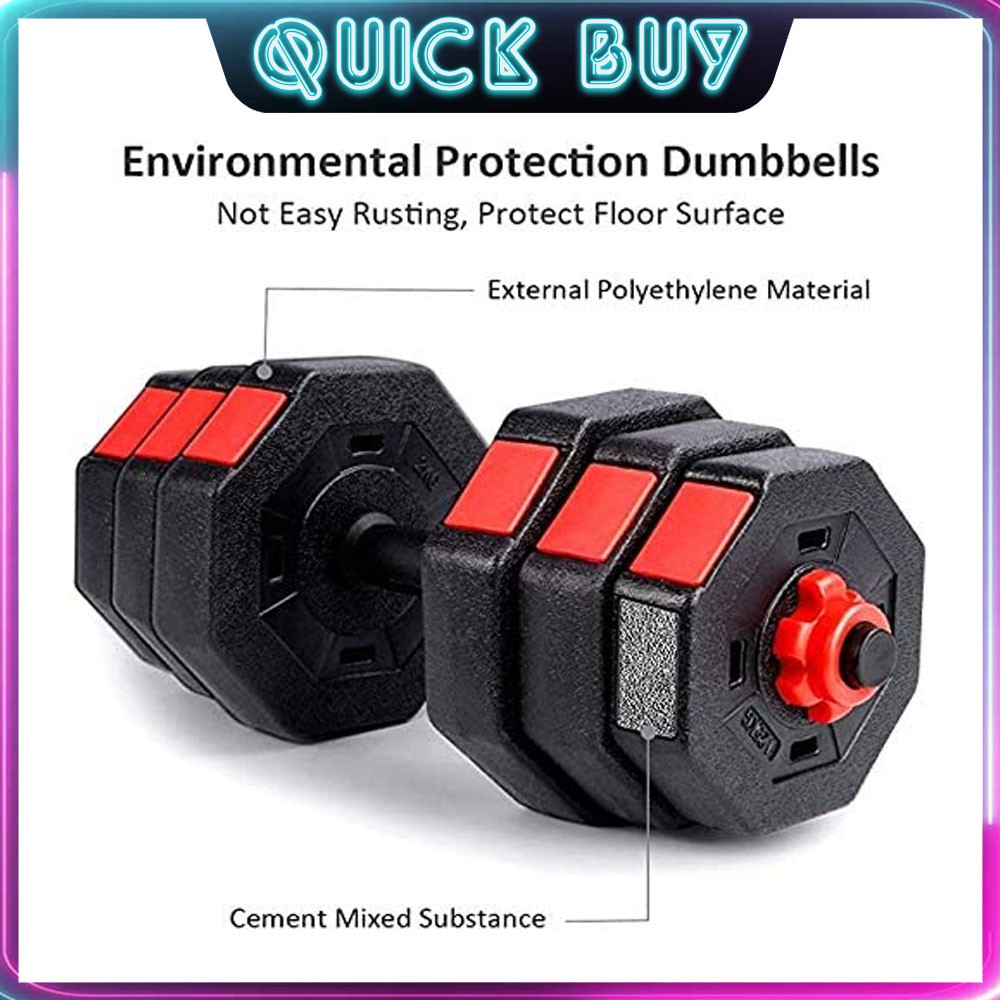 QuickBuy Octagon Dumbbell 20kg With Connector Comfort Foam Covered ...
