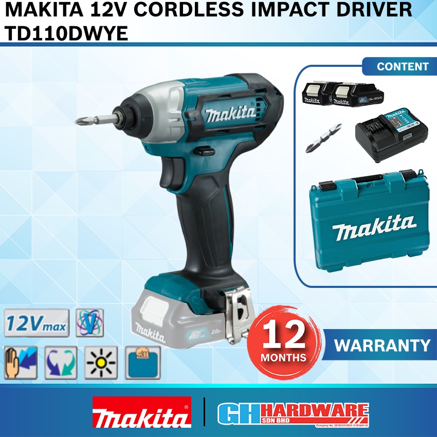 Makita cordless impact driver td110dwye hotsell