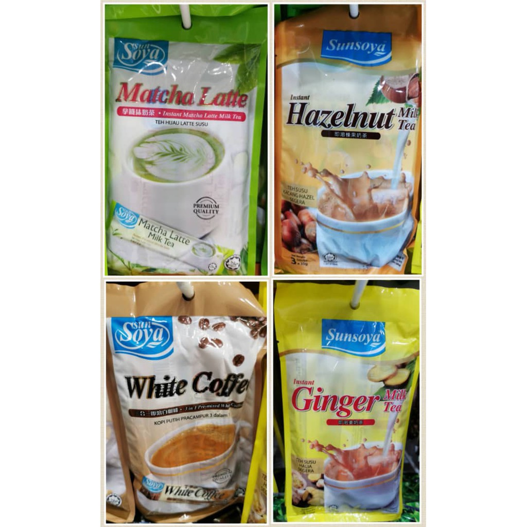 Sun Soya 3In1 Premixed White Coffee/ Instant Ginger Milk Tea/ Instant