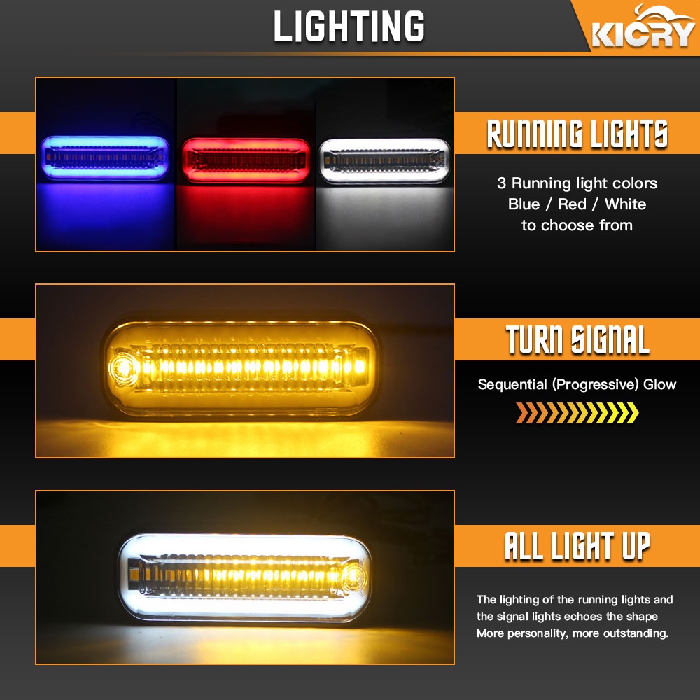 KICRY Motorcycle Amber Turn Signal Lights Flowing Turn Signal ...