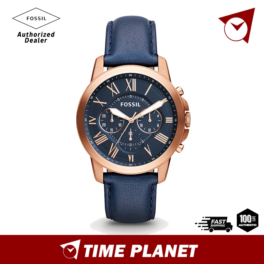 Fossil Grant Stainless Steel and Leather Chronograph Quartz Men Watch ...