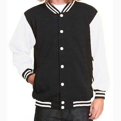 Kids Black Varsity Baseball Jacket – Plain School Style – Boys 5-13 Years