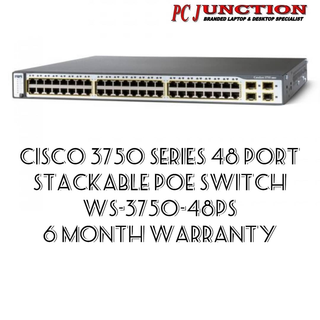 Cisco 3750 Series 48 Port Stackable PoE Switch, WS-C3750-48PS-S ...