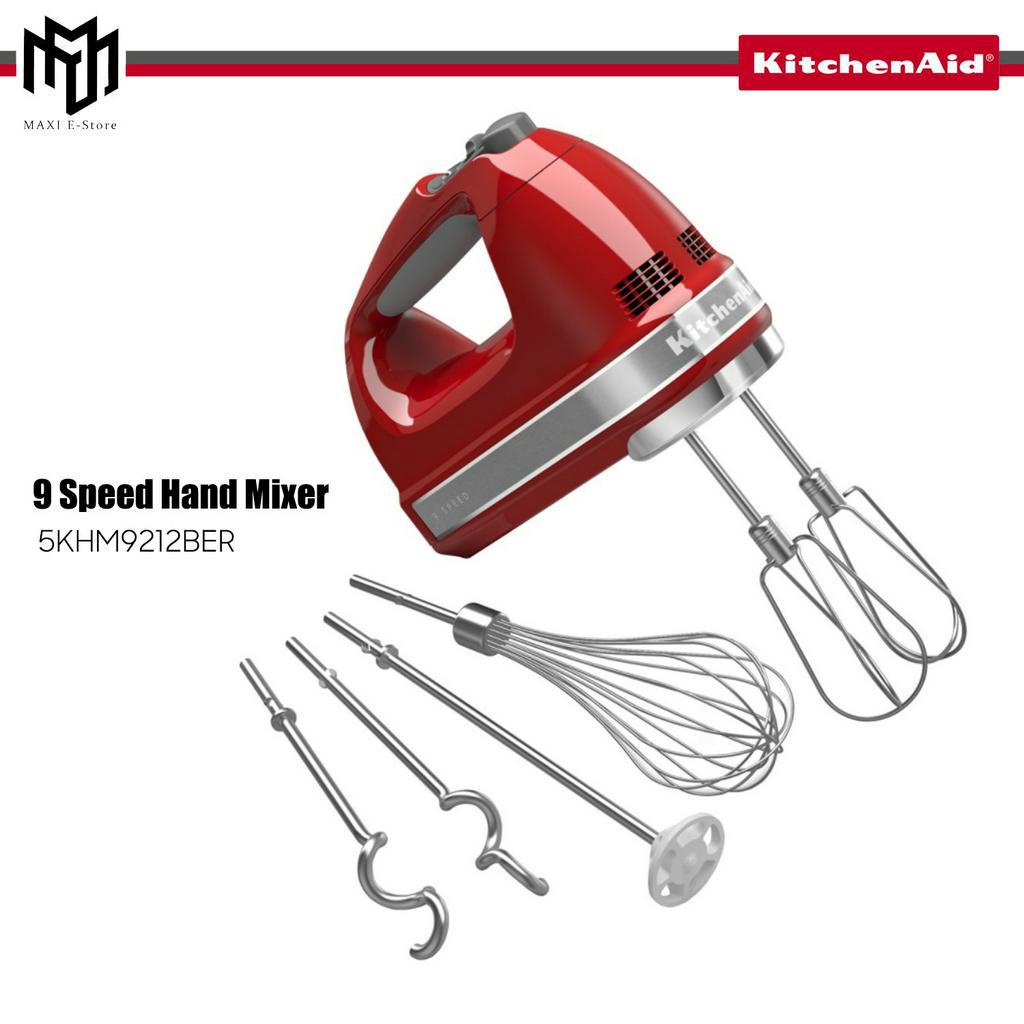 Kitchenaid 9 Speed Hand Mixer Almond Cream/Contour Silver/Empire Red