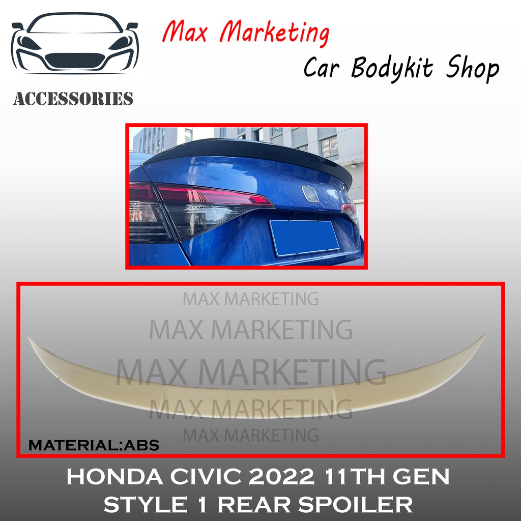 HONDA CIVIC 11TH GEN 2022 STYLE 1 REAR SPOILER TRUNK SPOILER ABS SKIRT