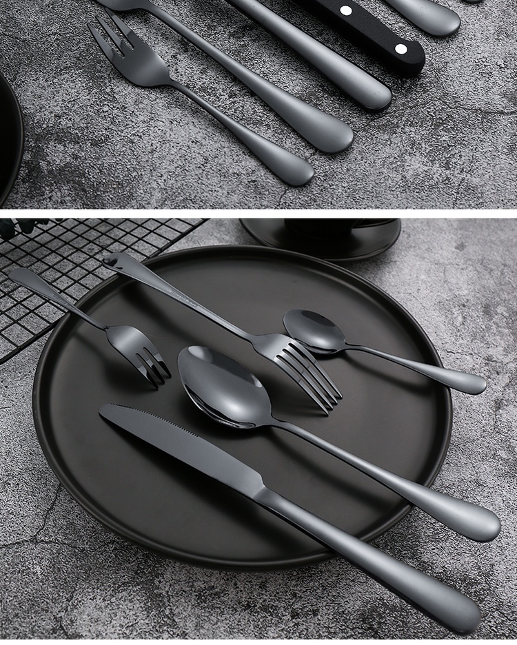 6Pcs Luxury Cutlery Set Stainless Steel Steak Knife Spoon Fork Flatware ...