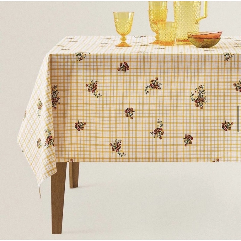 [READYSTOCK] Zara Home water resistant floral and checked design tablecloth Shopee Malaysia
