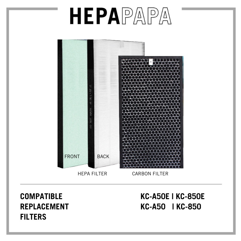 Sharp KC-850E KC-A50E KC-C100E Compatible HEPA and Deodorizing Filter ...