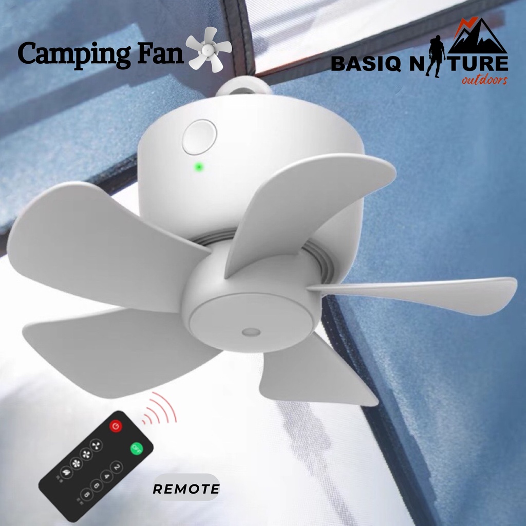 BasiqNature 8000mAh USB Rechargeable Ceiling Fan Wireless Fan Camping Fan Outdoor Cooling