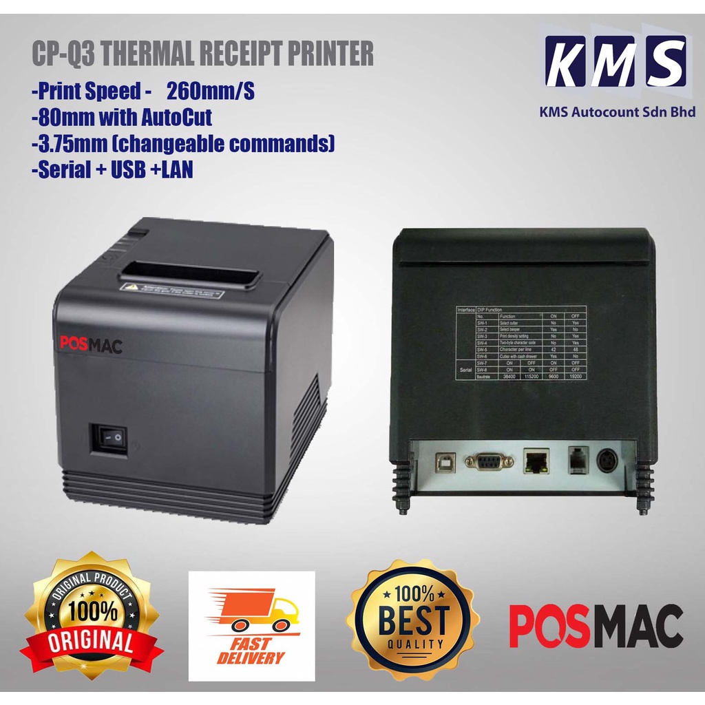 Posmac CPQ3 Thermal Receipt Printer for Storehub, Slurp and More