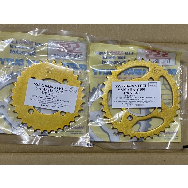 428 Yamaha RXZ / Y125Z / LC135 / Y110 SSS Rear Sprocket 428 Steel Gold ...