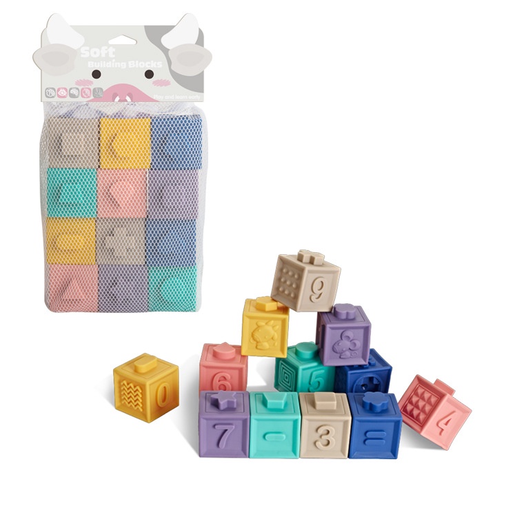 1Set Silicone Baby Toys Building Blocks Building Cubes For