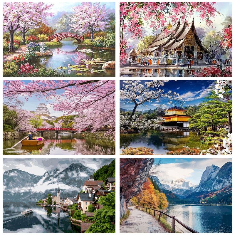 RUOPOTY 60x75cm/50x65cm/40x50cm DIY Painting By Numbers Nature ...