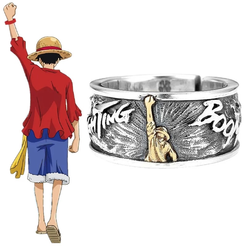 Anime One Piece Luffy Ring Retro Victory Light Metal Adjustable Unisex ...