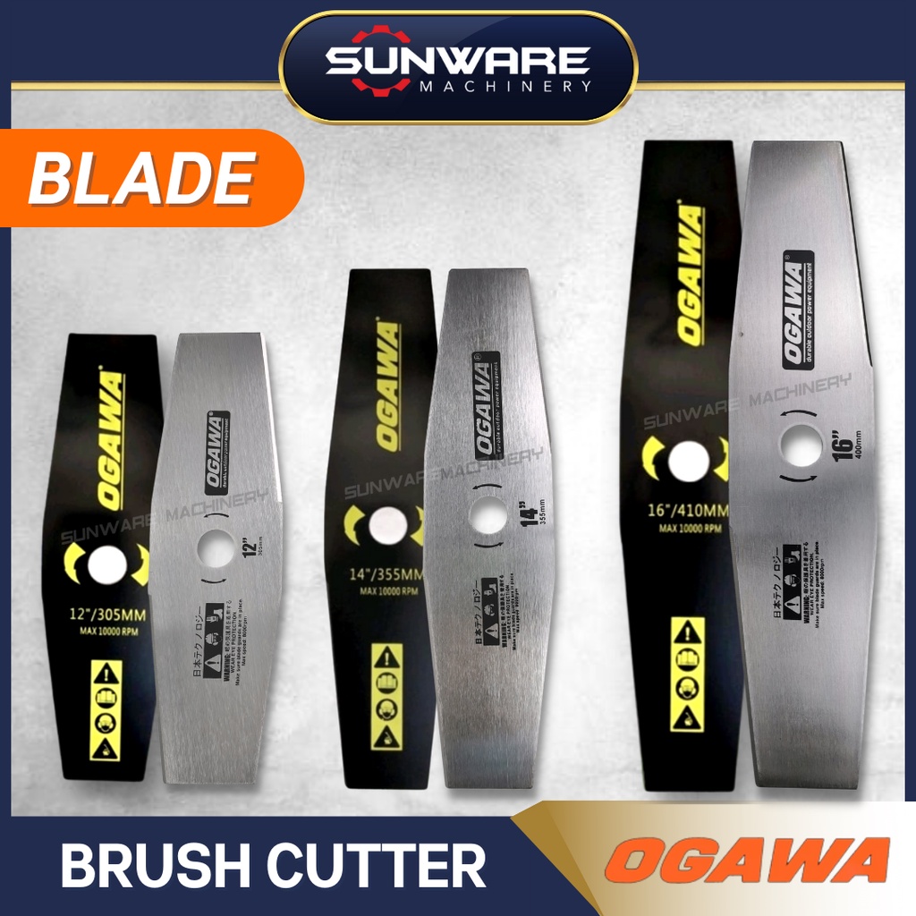 OGAWA 12/14/16 Inch Brush Cutter Metal Blade Mata Pisau Mesin Rumput (Standard Shape Black