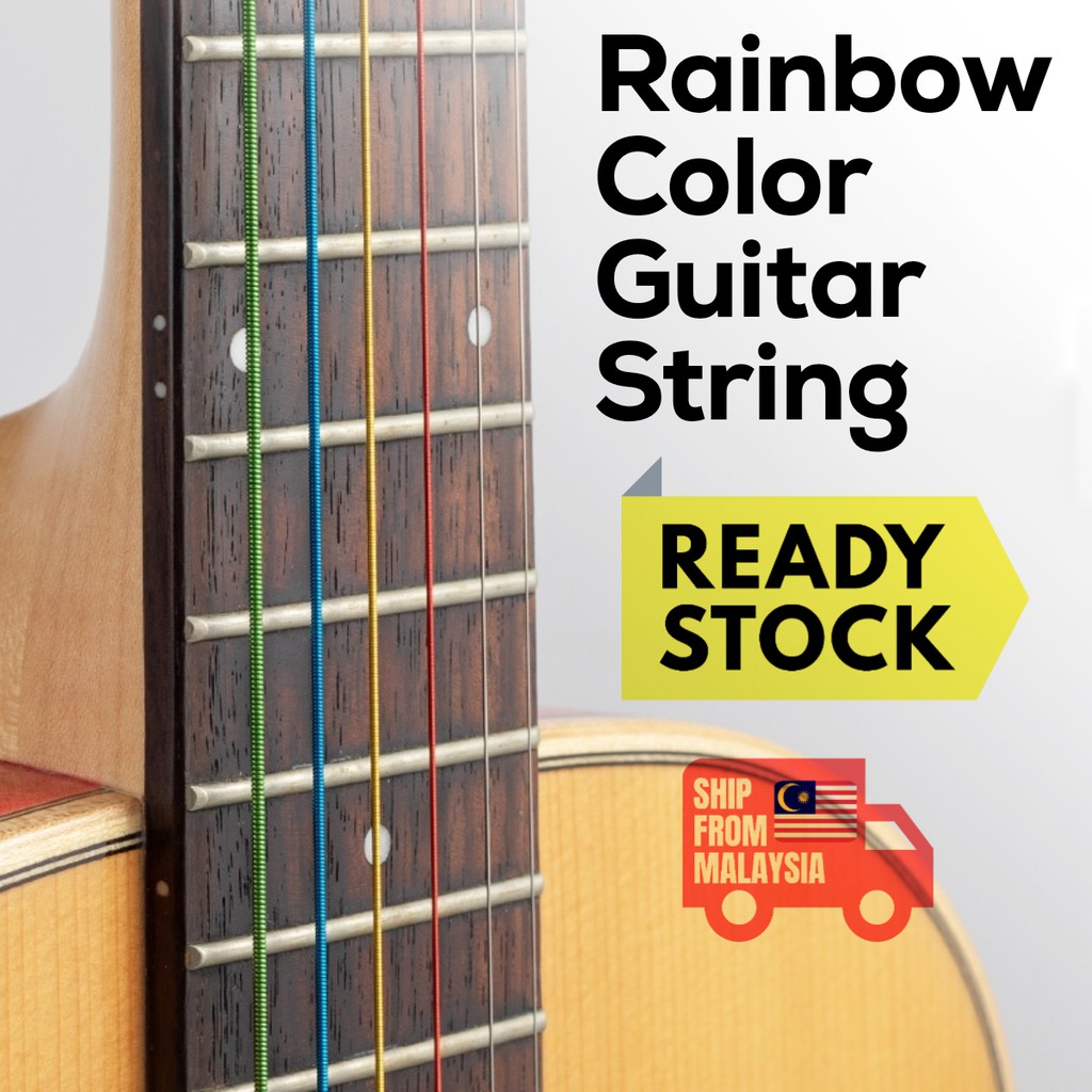 Rainbow color Acoustic guitar string Multi Colour Tali gitar