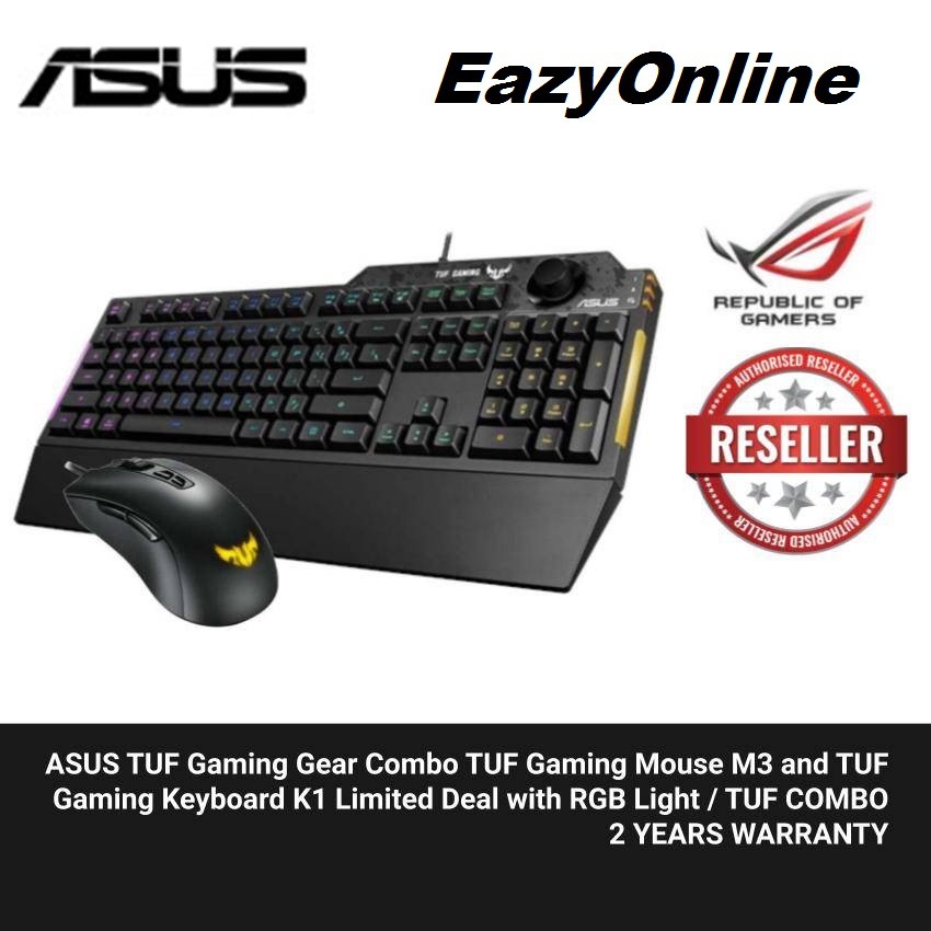 ASUS TUF Gaming Combo Set TUF K1 RGB Keyboard TUF M3 Gaming Mouse
