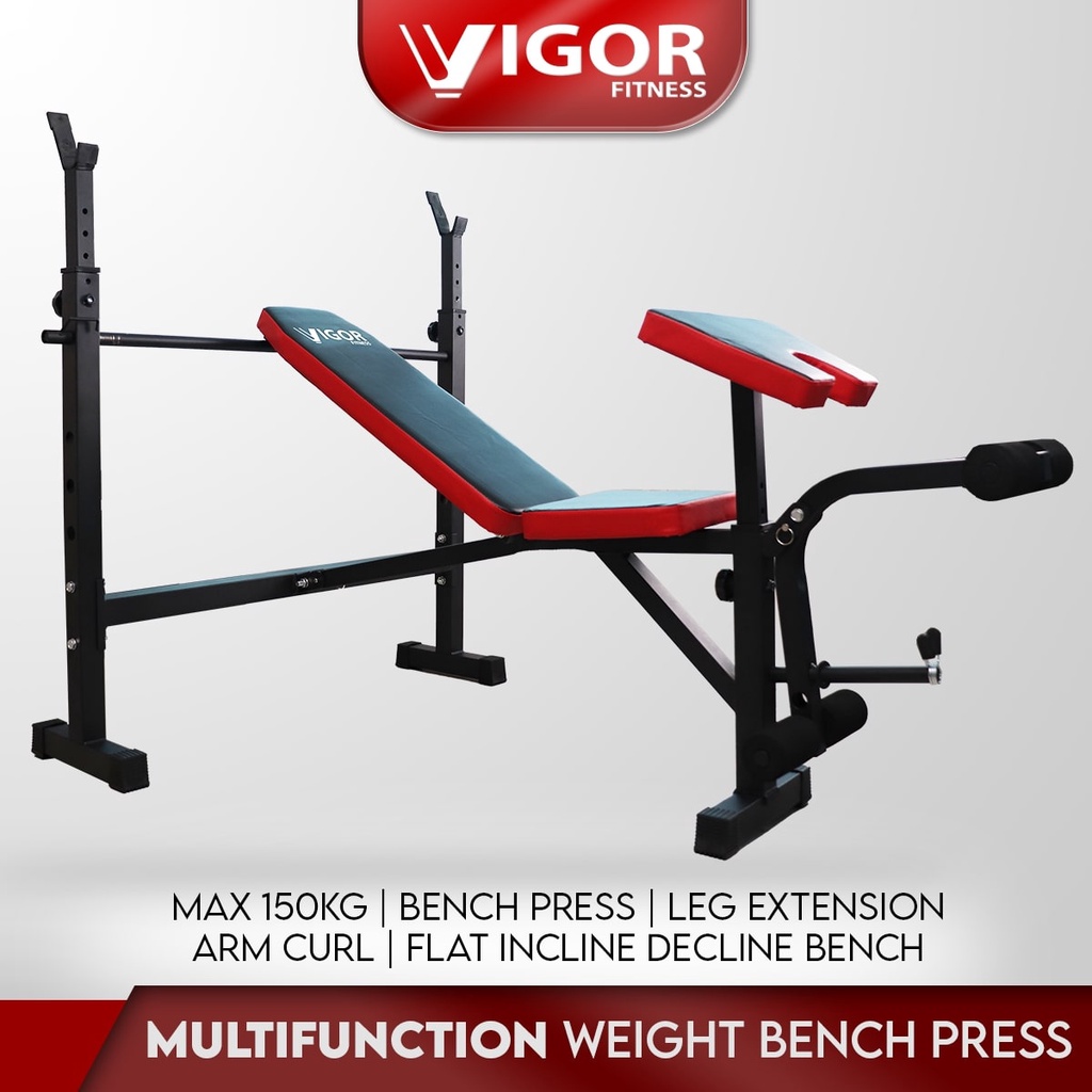 Vigor Fitness Barbell Adjustable Bench Press With Preacher Curl ...