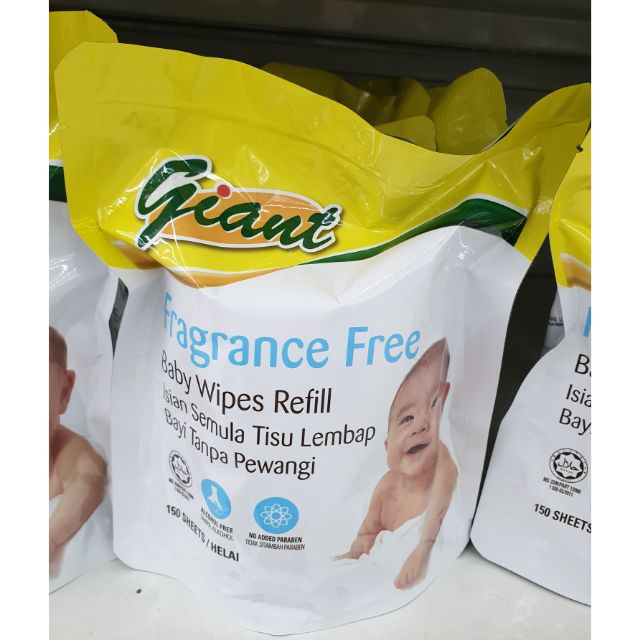 Giant Brand Baby Wipes Refill 150 Sheets Per Packet Without Fragrance