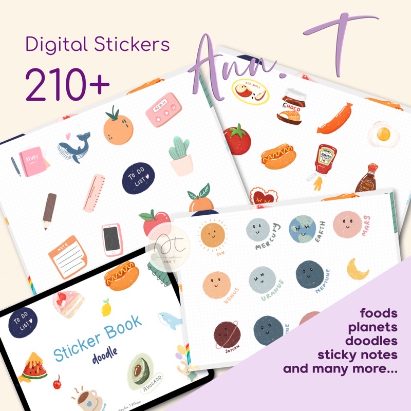 GoodNotes / PNG Ann. T Digital Doodle Sticker Book for Planner ...