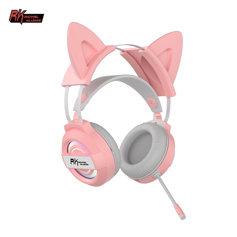 Royal Kludge Rk Computer Cute Led Rgb Wired Gamer Cat Ear Gaming 