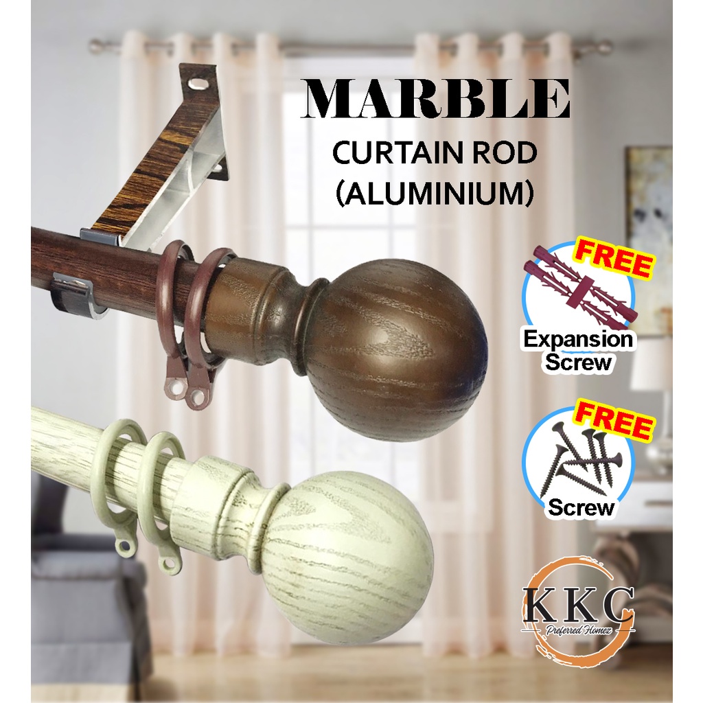 KKC MARBLE SINGLE Aluminium Curtain Rod Set/Kayu Langsir /Rod Langsir ...