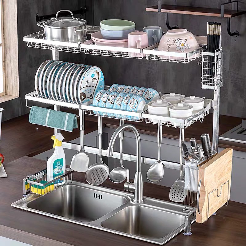 Rak Dapur Rak Pinggan Rak Piring Stanless Steel Sink Dish Rack 1 / 2 ...