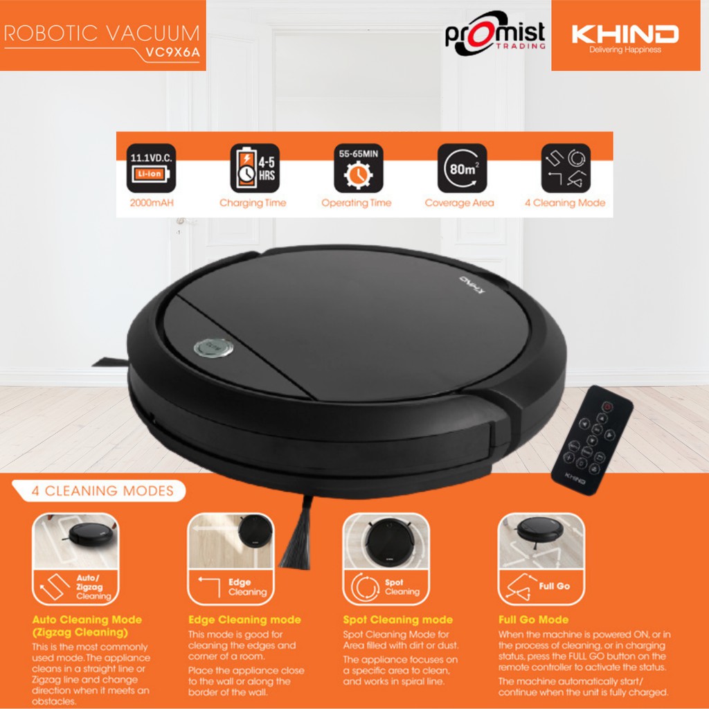 KHIND Robotic Vacuum Cleaner VC9X6A Vacuum & Mop Function with Remote