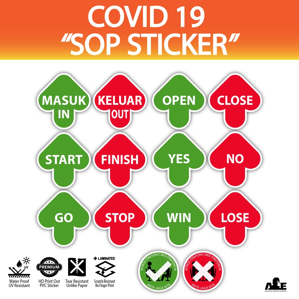 SOP Awareness In & Out Floor Sticker / Masuk & Keluar Floor Sticker ...