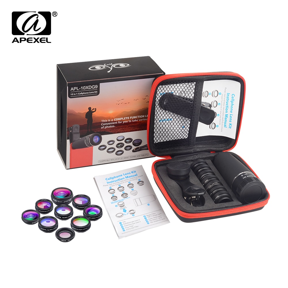 APEXEL 10 in 1 camera phone Lens Telephoto Fisheye lens Wide Angle ...