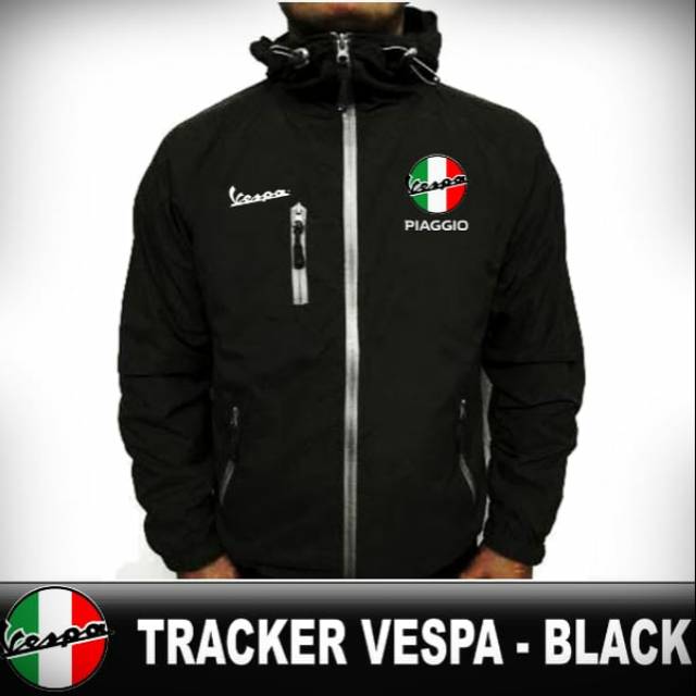 Vespa Piaggio Motorcycle Hoodie Jacket Black Casual Style (Casual ...