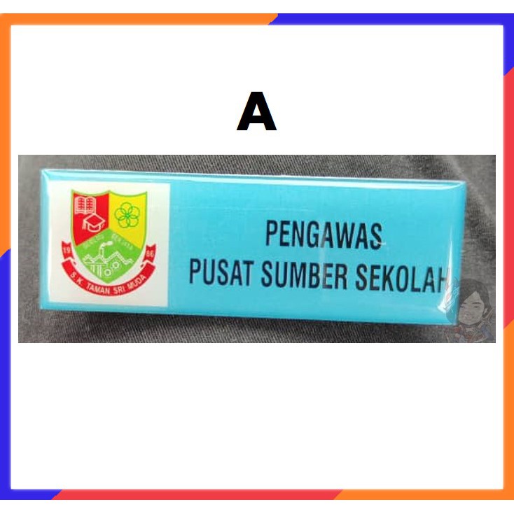 Custom Made Crystal Clear Epoxy Resin Name Tag Pin or Magnet for School PRS PSS Ketual Kelas Pengawa