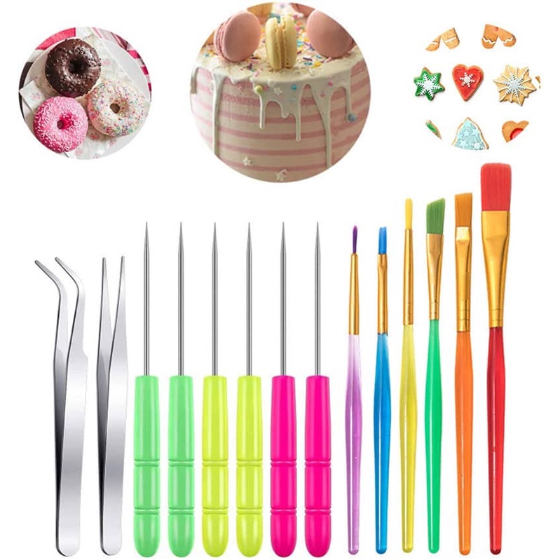 14Pcs/set Fondant Cake Modeling Tools Set Clay Modeling Tweezers Brush