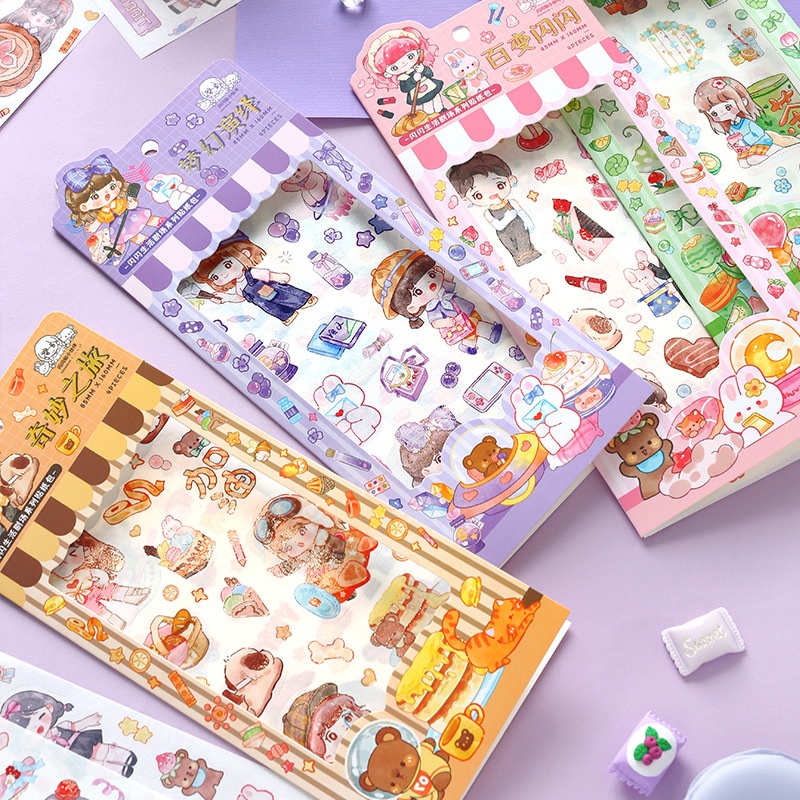 16 Sheets Special Oil Washi Stickers Flashing Dorothy Series Cute Girl ...