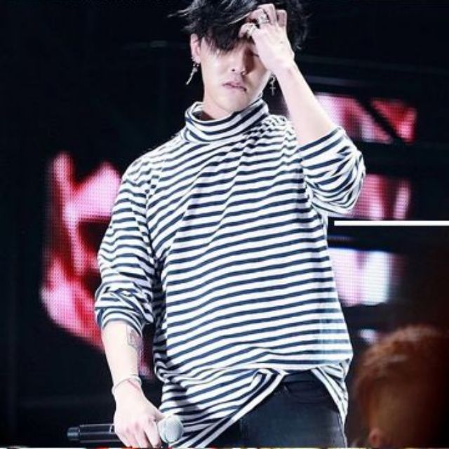 Hip hop Turtle Neck Stripes Long Sleeve Swag Fashion G Dragon Hipster Oversized