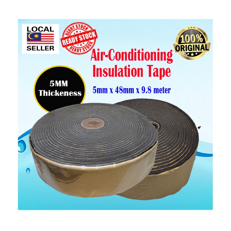 AirCond Self Adhesive Foam Insulation Tape 9.8/4.5meter (L) x 5mm (T) x 48mm (W) & 3 meter (L