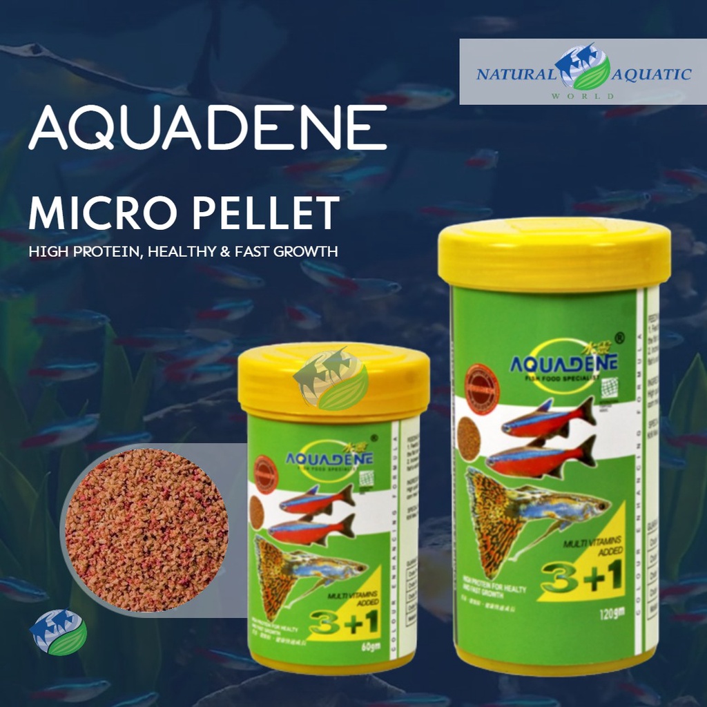 Aquadene Micro Pellet (60g /120g) Fish food, Guppy food, Cardinal food