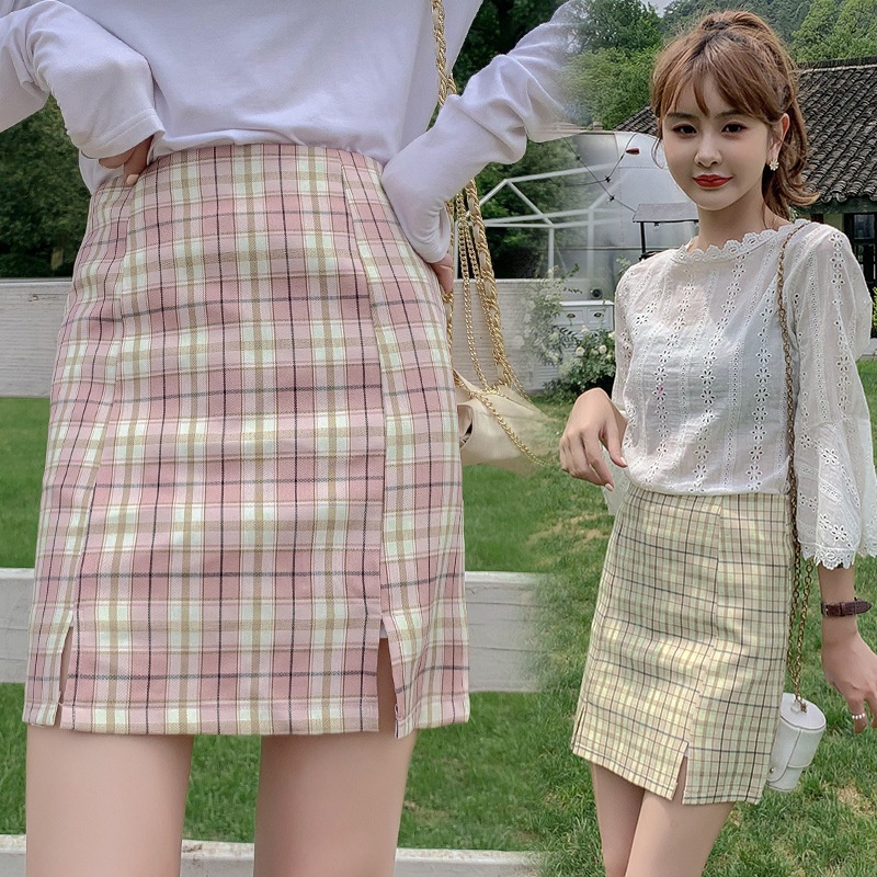 Checkered skirt outlet shopee