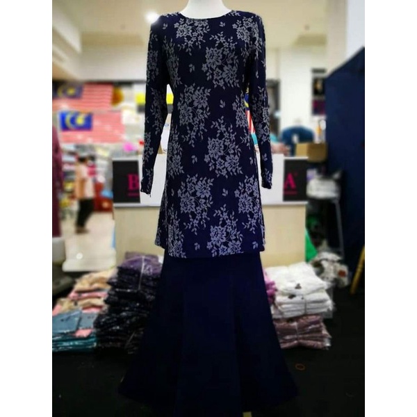 Preloved Kurung Moden Lace Broket Aryna Blue Black Murah Cantik Bergaya